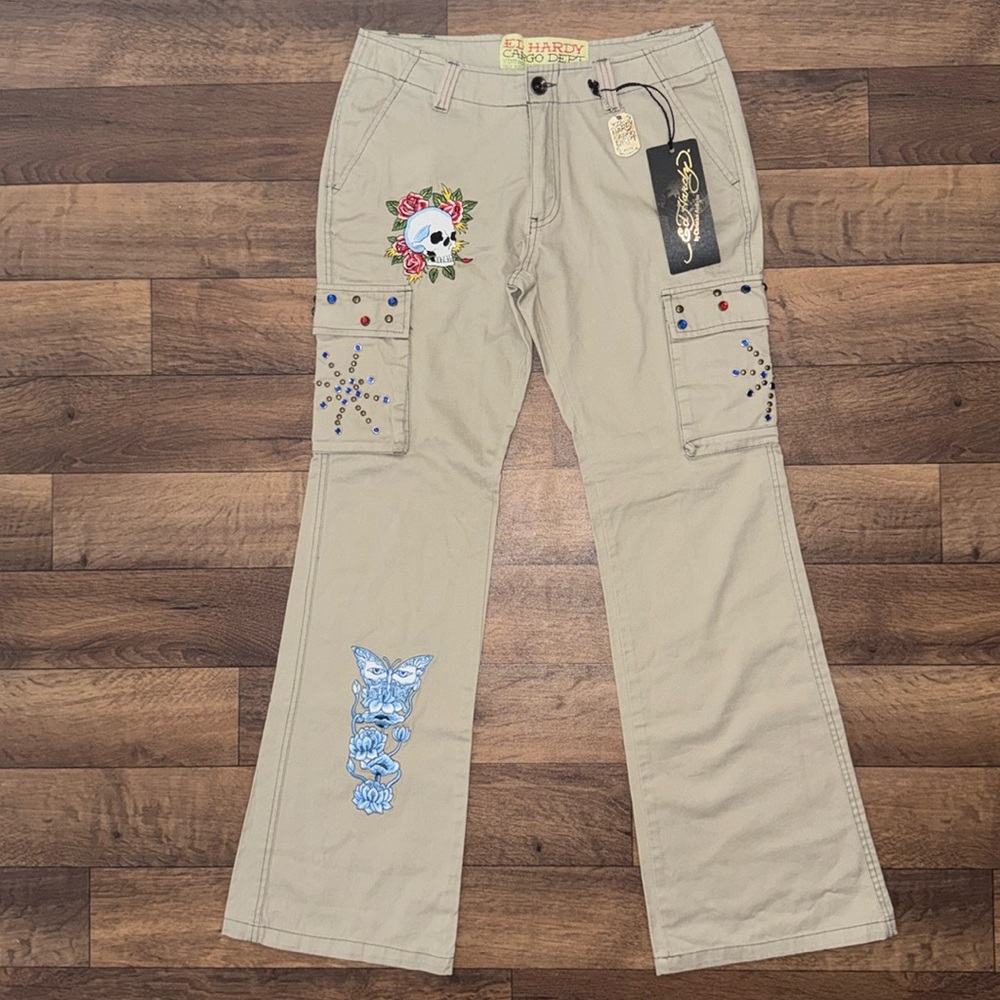 Deadstock Ed Hardy Size 28 Cargo Dept. Vintage Tattoo Twill Pants McBling Scene